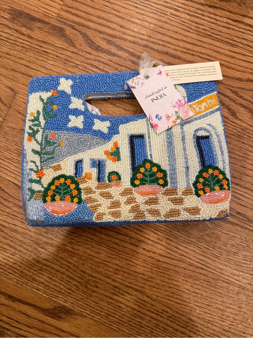 Santorini Greece beaded clutch